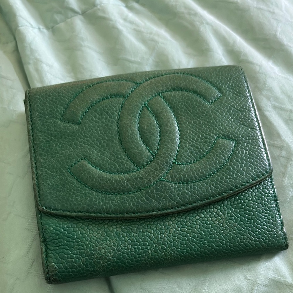 Chanel Green Leather Wallet